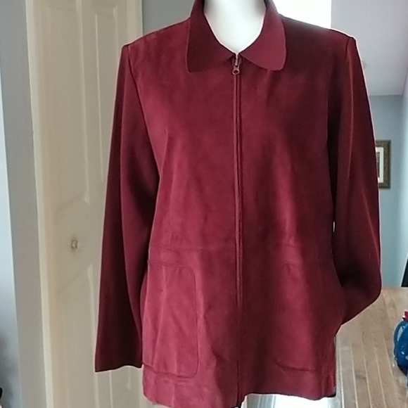 Dialogue 💯 leather &  knit Sweater/Jacket Sz M - Picture 2 of 12